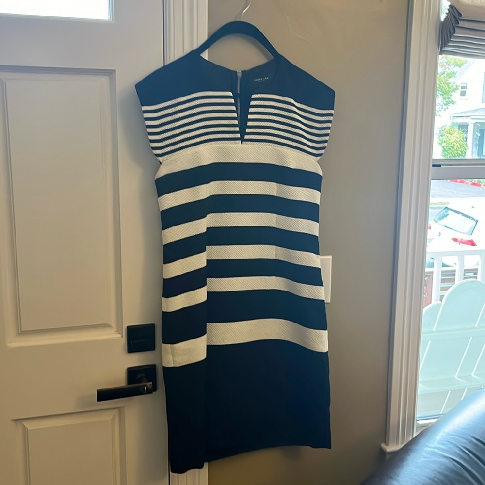 Derek Lam cap sleeve, black and off white dress; size 6